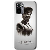 Potkal Hediye Fabrikası Xiaomi Redmi Note 10 Kılıf HD Desen Baskılı Arka Kapak - Mustafa Kemal Atatürk
