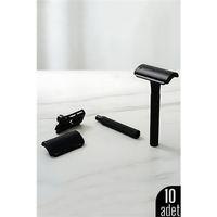 10'lu Şık Siyah Plastik Tıraş Aleti – Manuel Tıraş Bıçağı , Ergonomik Saplı