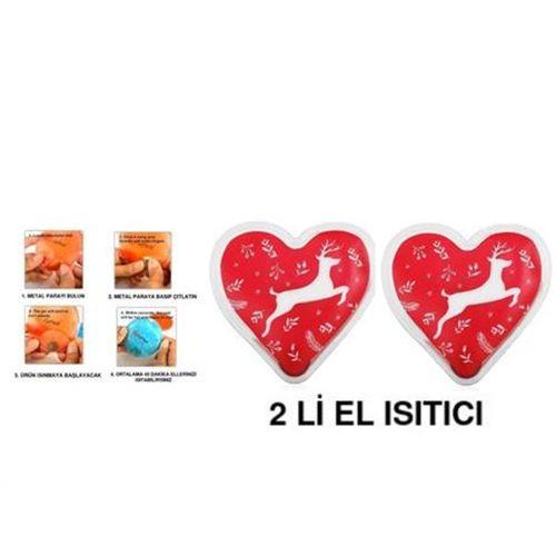 2 Adet Kalpli Geyikli Cep Sobası,El Isıtıcı,Sıcak Su Torbası Pvc  9Cm