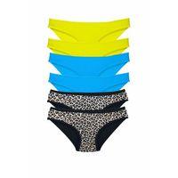 6 Adet Likralı Kadın Slip Külot Leopar Sarı Mavi