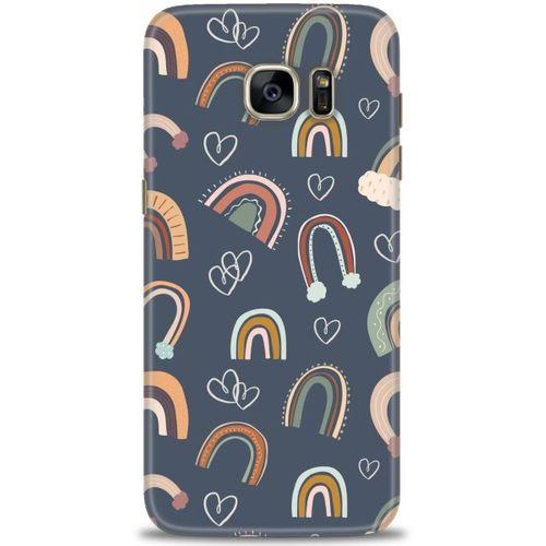 Samsung Galaxy S7 Edge Kılıf HD Baskılı Kılıf - Gökyüzü Kalp + Tam Ekran Koruyucu