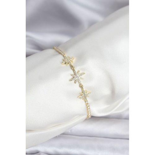 Kutup Yıldızı Model Zirkon Taşlı Gold Renk Su Yolu Kadın Bileklik