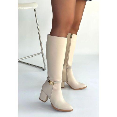 Jeoli Bej Cilt Topuklu Çizme