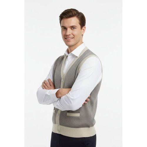 Erkek Düğmeli Yelek Cepli Çelik Örgü Klasik Kalıp BGL-ST04835