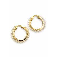 Kristal Boncuk Halka Küpe - Beyaz