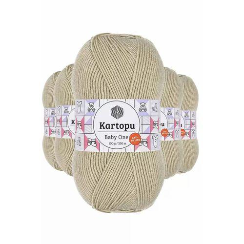 5 Adet Baby One Tüylenmeyen El Örgü İpi Yünü Bej K861