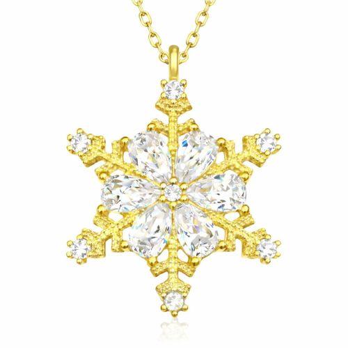 Gümüş Gold Kar Çiçeği Bayan Kolye