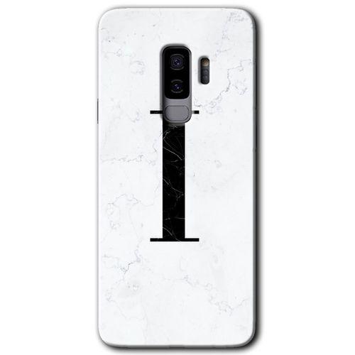 MRCİLETİSİM MRCİLETİSİM Samsung Galaxy S9 Plus Kılıf HD Desen Baskı Arka Kapak + Temperli Cam - Beyaz Mermer Desenli İ Harf