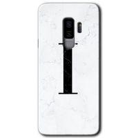 MRCİLETİSİM MRCİLETİSİM Samsung Galaxy S9 Plus Kılıf HD Desen Baskı Arka Kapak + Temperli Cam - Beyaz Mermer Desenli İ Harf