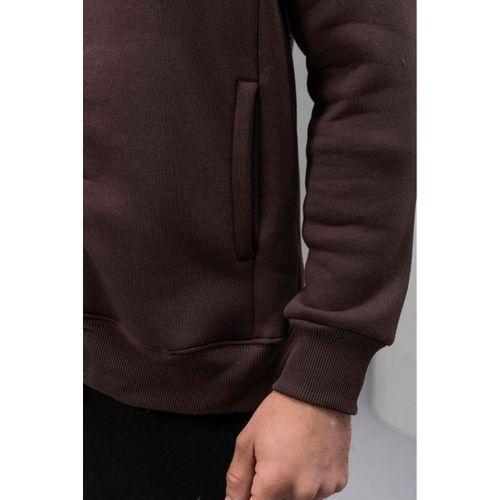 Marcel Regular Fit Fermuarlı Kıstırma Cepli Üç İp Şardonlu Erkek Sweatshirt - Kahve