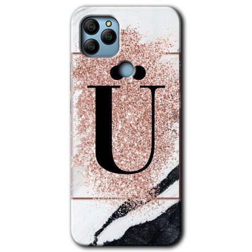General Mobile GM 22 Kılıf HD Desen Baskılı Arka Kapak - Pembe Mermer Desenli Ü Harfi