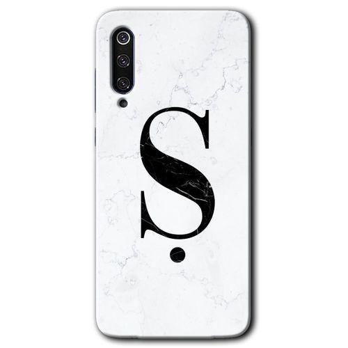 Potkal Hediye Fabrikası Xiaomi Mi 9 SE Kılıf HD Desen Baskılı Arka Kapak - Beyaz Mermer Desenli Ş Harfi