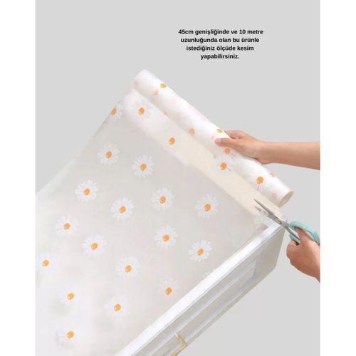 10 Metre Papatya Desenli Kaymaz Dolap Ve Çekmece İçi Mat