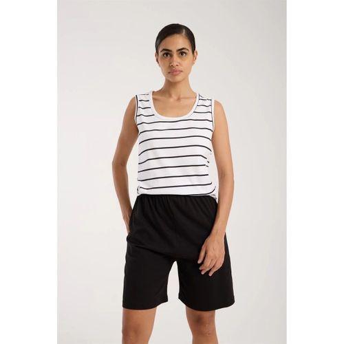 Kadın Kalın Askılı Beyaz Şortlu Pijama Takımı