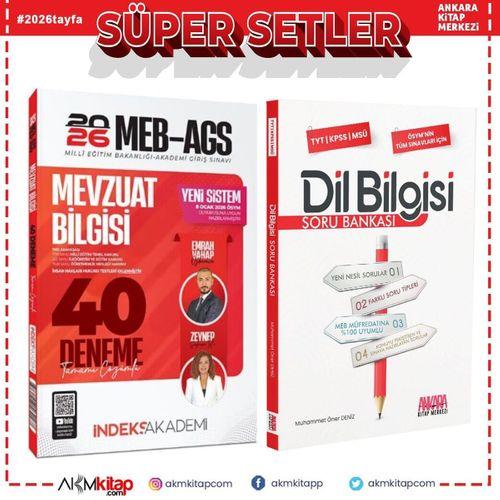 İndeks Akademi 2026 MEB AGS Mevzuat Bilgisi 40 Deneme ve AKM Dil Bilgisi Soru Bankası Seti 2 Kitap