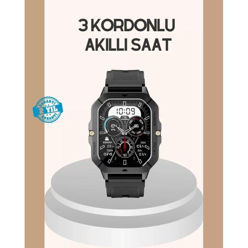 3 Kordonlu Akıllı Saat Uzun Pil Süreli