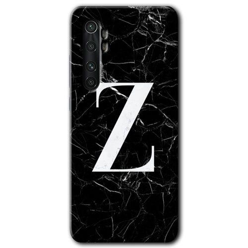 MRCİLETİSİM MRCİLETİSİM Xiaomi Mi Note 10 Lite Kılıf HD Desen Baskı Arka Kapak+Temperli Cam-Siyah Mermer Desenli Z Harfi