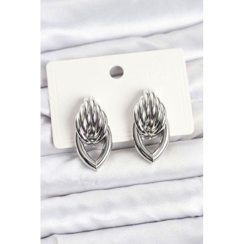 Pirinç Gümüş Renk Sarmal Damla Model Vintage Kadın Küpe