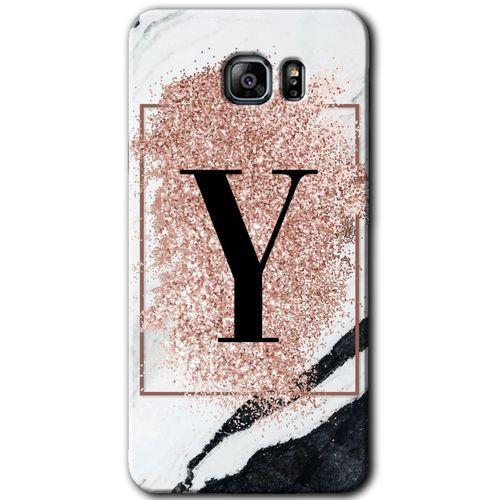 MRCİLETİSİM MRCİLETİSİM Samsung Galaxy Note 5 Kılıf HD Desen Baskı Arka Kapak + Temperli Cam - Pembe Mermer Desenli Y Harfi