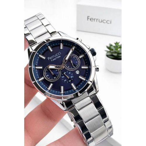 Ferrucci İç Fonksiyonları Aktif 30mt Suya Dayanıklı Çelik Kordon + Bileklik Hediyeli Erkek Kol Saati VS.BLKT.0962