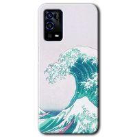 MRCİLETİSİM Oppo A55 Kılıf HD Desen Baskılı Arka Kapak + Temperli Cam - Dalga