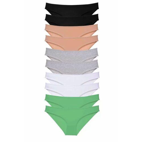 10 adet Süper Eko Set Likralı Kadın Slip Külot Siyah Ten Gri Beyaz Yeşil
