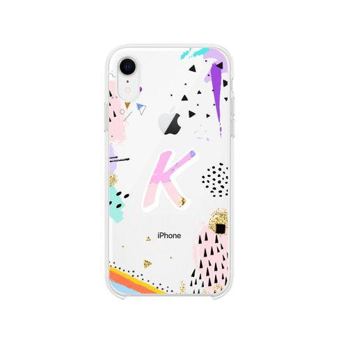 Color Art Desenli K Harfli Şeffaf Kılıf
