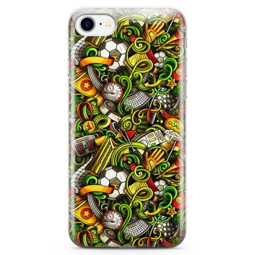 Apple iPhone 8 Kılıf Futbolcu Doodle Arka Kapak Koruma Desenli Full Koruyucu