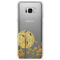 Samsung Galaxy S8 Plus Kılıf Sarı Ağaç Ve Kuşlar Arka Kapak Koruma Desenli Full Koruyucu