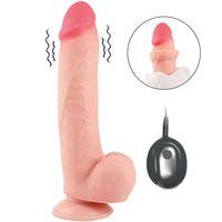 Adrian - Hareketli Kayar Deri Çift Katmanlı Realistik Vibratör Dildo Ultra Yumuşak Gerçekçi Titreşimli Yapay Penis