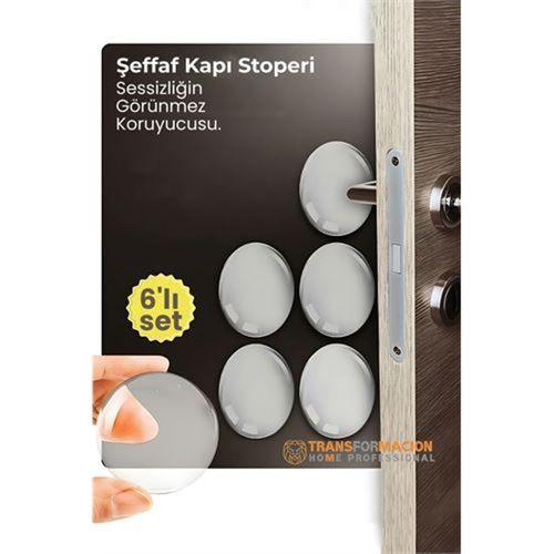 6'lı Kristal Koruma  Şeffaf Kapı Stoperi Tampon Seti | Duvar & Mobilya Çarpma Önleyici