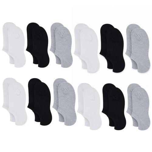 Erkek Bambu 12’li Dikişsiz Babet Çorap Siyah Beyaz Gri Görünmez Sneaker Çorap Nefes Alan Yumuşak