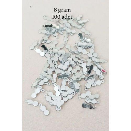 Oya Abiye Bileklik Kolye Pleksi Metalik Plastik Pul Gümüş Renk 8 gram 100 adet - BNC508