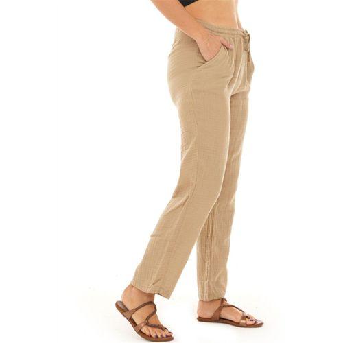 Müslin Vizon Beli Bağcıklı Cepli Kadın Yazlık Pantolon