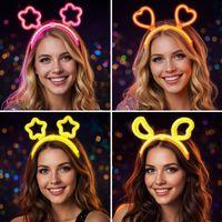 Karanlıkta Parlayan Glow Taç Seti 12 Adet – Yıldız Kalp Ay Çiçek (Her Model 3 Adet)