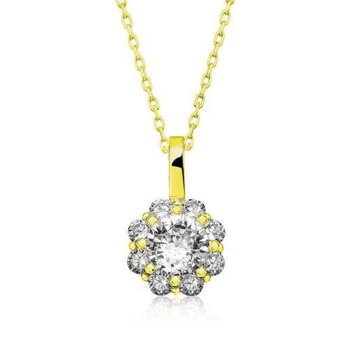 Lucky Life 925 Ayar Gumuss  Gold Çiçek Kolye