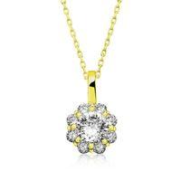 Lucky Life 925 Ayar Gumuss  Gold Çiçek Kolye