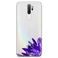 Oppo A9 2020 Kılıf Mor Yapraklar Arka Kapak Koruma Desenli Full Koruyucu