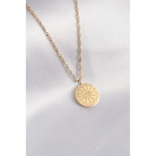 316L Çelik Gold Renk Burçlar İşleme Kadın Kolye