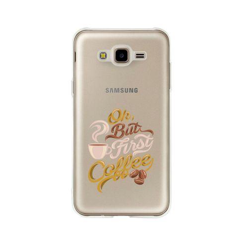 Samsung J7 Coffee Desenli Premium Şeffaf Silikon Kılıf