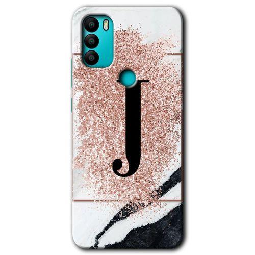 General Mobile GM 21 Plus HD Baskılı Kılıf + 9D Tam Ekran Koruyucu - Pembe Mermer Desenli J Harfi