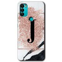 General Mobile GM 21 Plus HD Baskılı Kılıf + 9D Tam Ekran Koruyucu - Pembe Mermer Desenli J Harfi