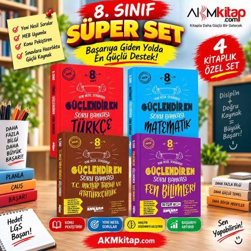 Ankara Yayıncılık 8.Sınıf Türkçe Matematik Fen ve İnkılap Soru Bankası Seti 4 Kitap
