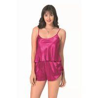 Vişne Saten Babydoll Şort Takımı