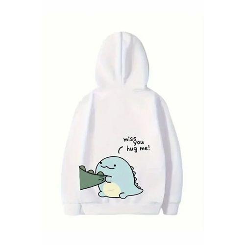 Sevgililer Günü Özel Unisex Kapüşonlu Baskılı Oversize Sweatshirt - Beyaz