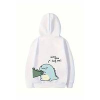 Sevgililer Günü Özel Unisex Kapüşonlu Baskılı Oversize Sweatshirt - Beyaz