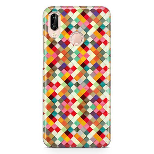 Huawei P20 Lite Kılıf Karo Taşlar Arka Kapak Koruma Desenli Full Koruyucu