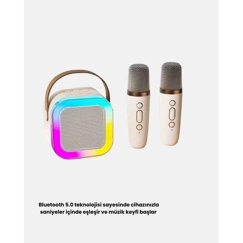 Bluetooth Karaoke Hoparlör Renkli Led Işıklı Ve Type-c Şarjlı