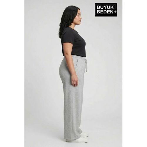 Kadın Büyük Beden Bol Paça  Yüksek Bel Lastikli NewYork Baskılı Eşofman Altı SPR26BEA988-5