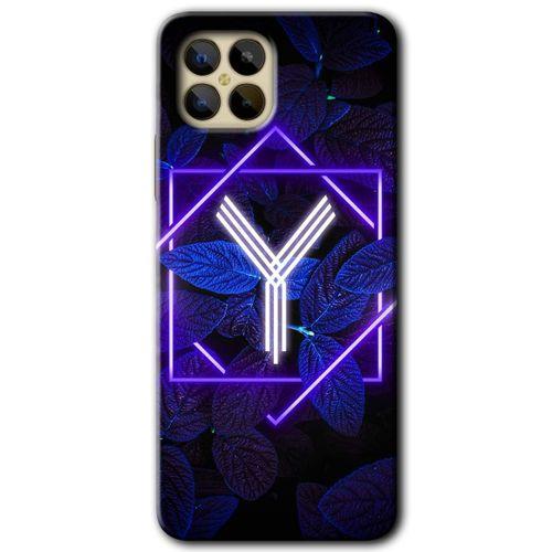 Omix X600 Kılıf HD Desen Baskılı Arka Kapak - Dark Neon Yaprak Y Harfi